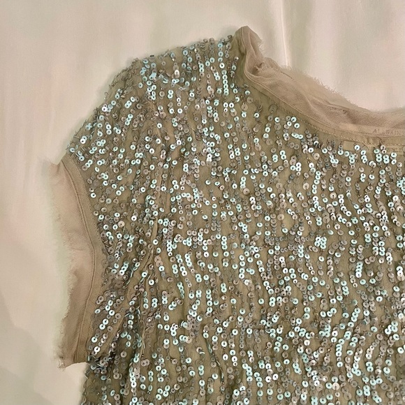 All Saints Hand Embellished Sparkly Sequin Dispel Tee - Picture 3 of 5